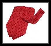 Krawattenschal - 100% Seide - Rot mit blauen Punkten