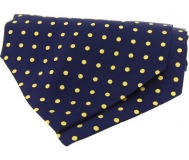 Krawattenschal - 100% Seide - Gelbe Punkte auf marine Grund