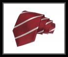 Krawatte - Clubstreifen - Karminrot/Silberweiß