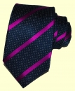 Krawatte - Magenta Streifen/Dots/Marineblau