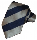 Krawatte - Clubstreifen - Marineblau/Silbergrau