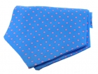 Krawattenschal - 100% Seide - pinke Punkte auf hellblauem Grund