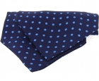 Krawattenschal - 100% Seide - hellblaue Punkte auf blauem Grund