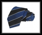 Krawatte - Clubstreifen - Schwarz/Silbergrau/Blau