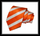 Krawatte - Clubstreifen - Orange/Weiß