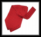 Krawattenschal - 100% Seide - Rot mit blauen Punkten