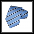 Krawatte - Clubstreifen - Hellblau/weiß/Marineblau